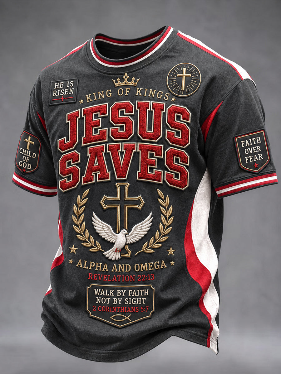 Men's Christian Cross O-neck Short Sleeve T-shirt