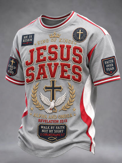 Men's Christian Cross O-neck Short Sleeve T-shirt
