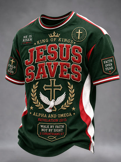 Men's Christian Cross O-neck Short Sleeve T-shirt