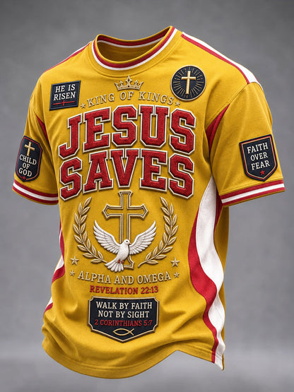 Men's Christian Cross O-neck Short Sleeve T-shirt