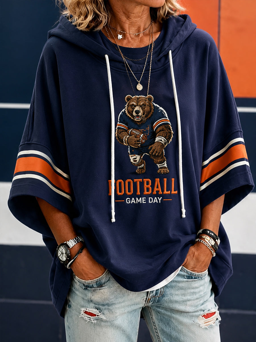 Women's Football Gameday Gift For Football Fans Short-Sleeve Hoodie