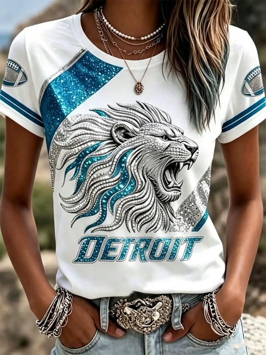 Women's Rugby Fan Lions Printed short-sleeved T-shirt