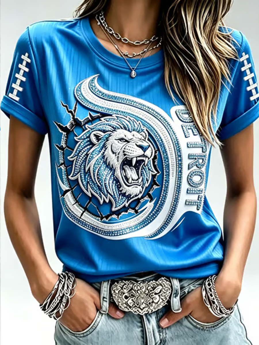 Women's Rugby Fan Lions Printed short-sleeved T-shirt