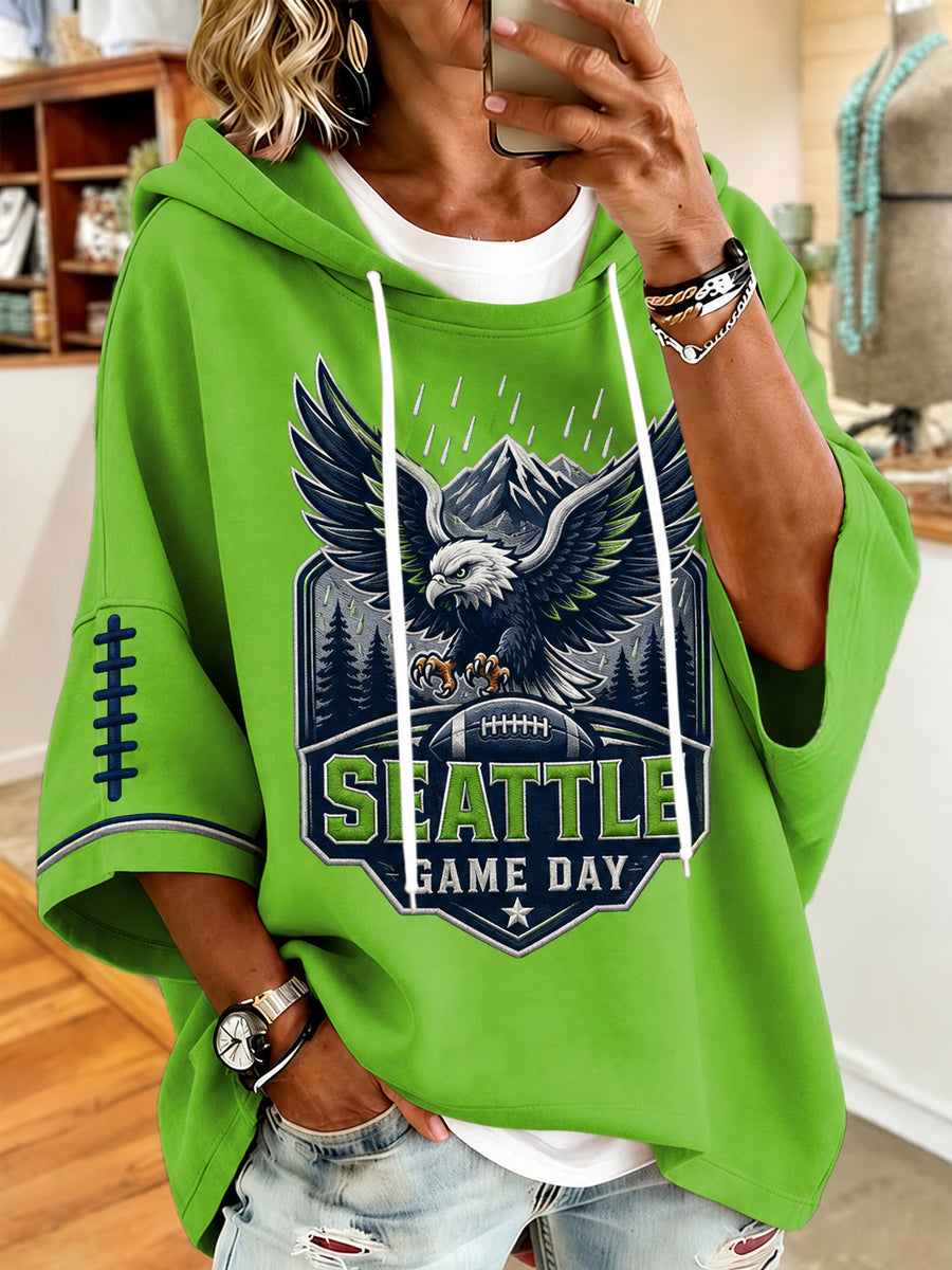 Women's Football Gameday Gift For Football Fans Casual Short-Sleeve Hoodie