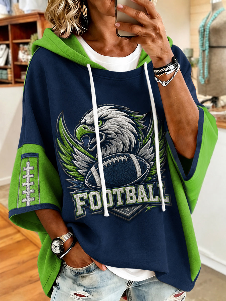 Women's Football Gameday Gift For Football Fans Casual Short-Sleeve Hoodie