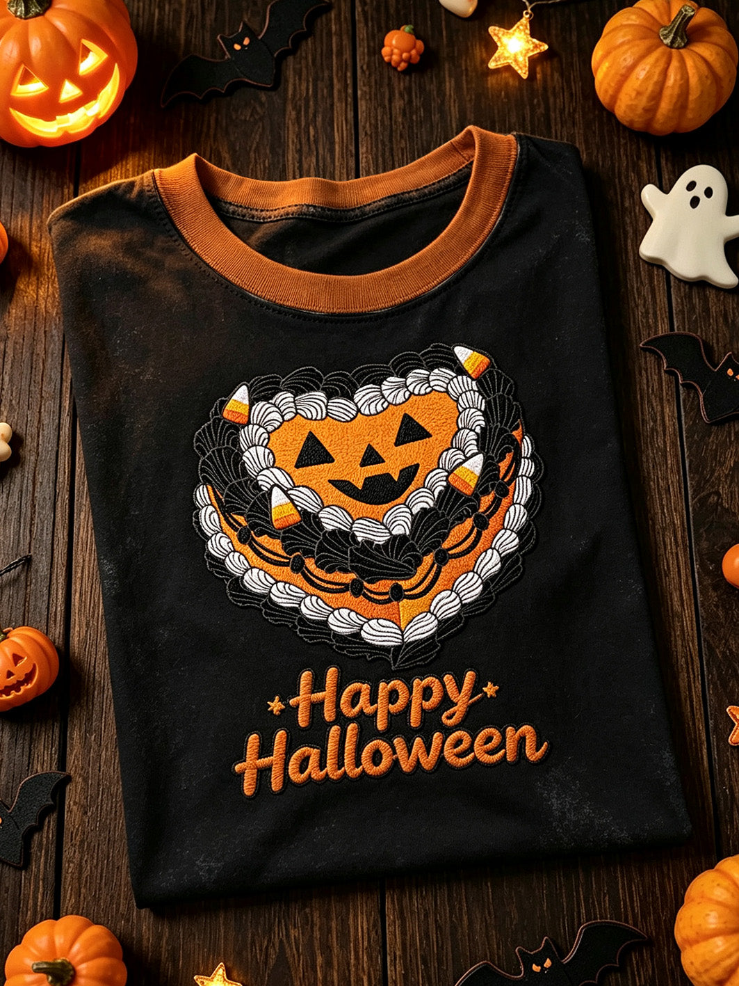 Women's Halloween theme pattern printed casual short-sleeve T-shirt