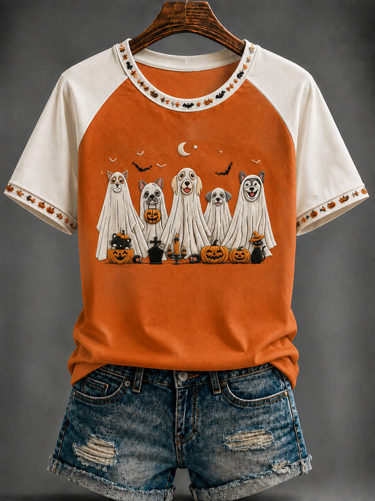 Women's Halloween Print round neck short sleeve T-shirt