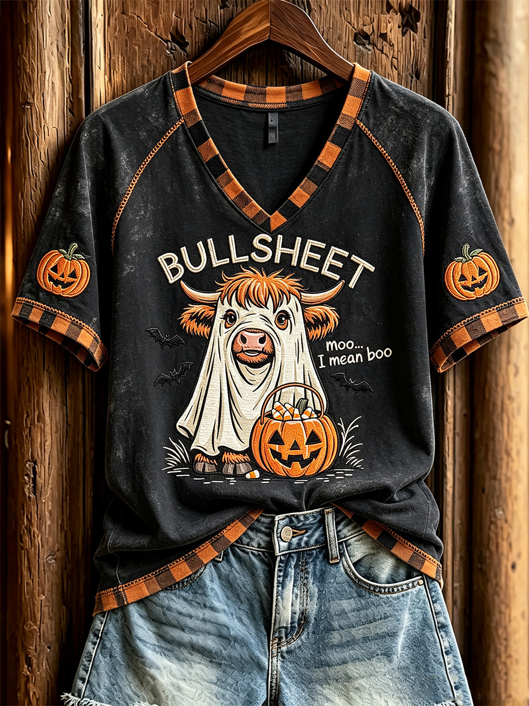 Women's Halloween theme pattern printed casual short-sleeve T-shirt