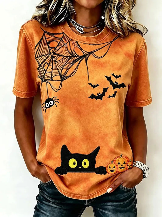 Women's Cat Print Casual T-Shirt