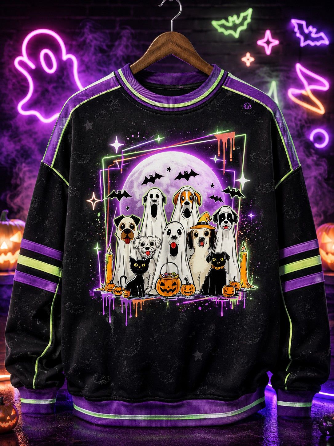 Women's Halloween Dog Printed Sweatshirt