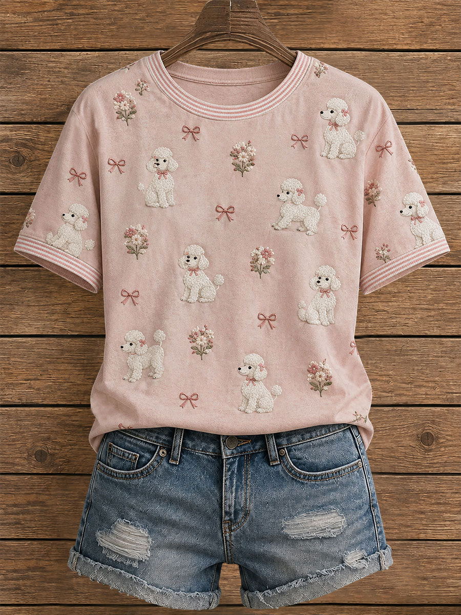 Women's Floral Poodle T-Shirt