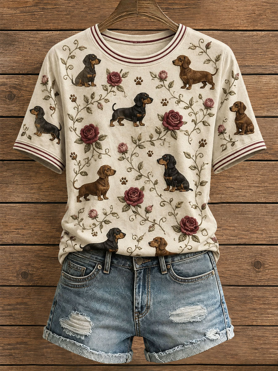 Women's Floral Dachshund T-Shirt