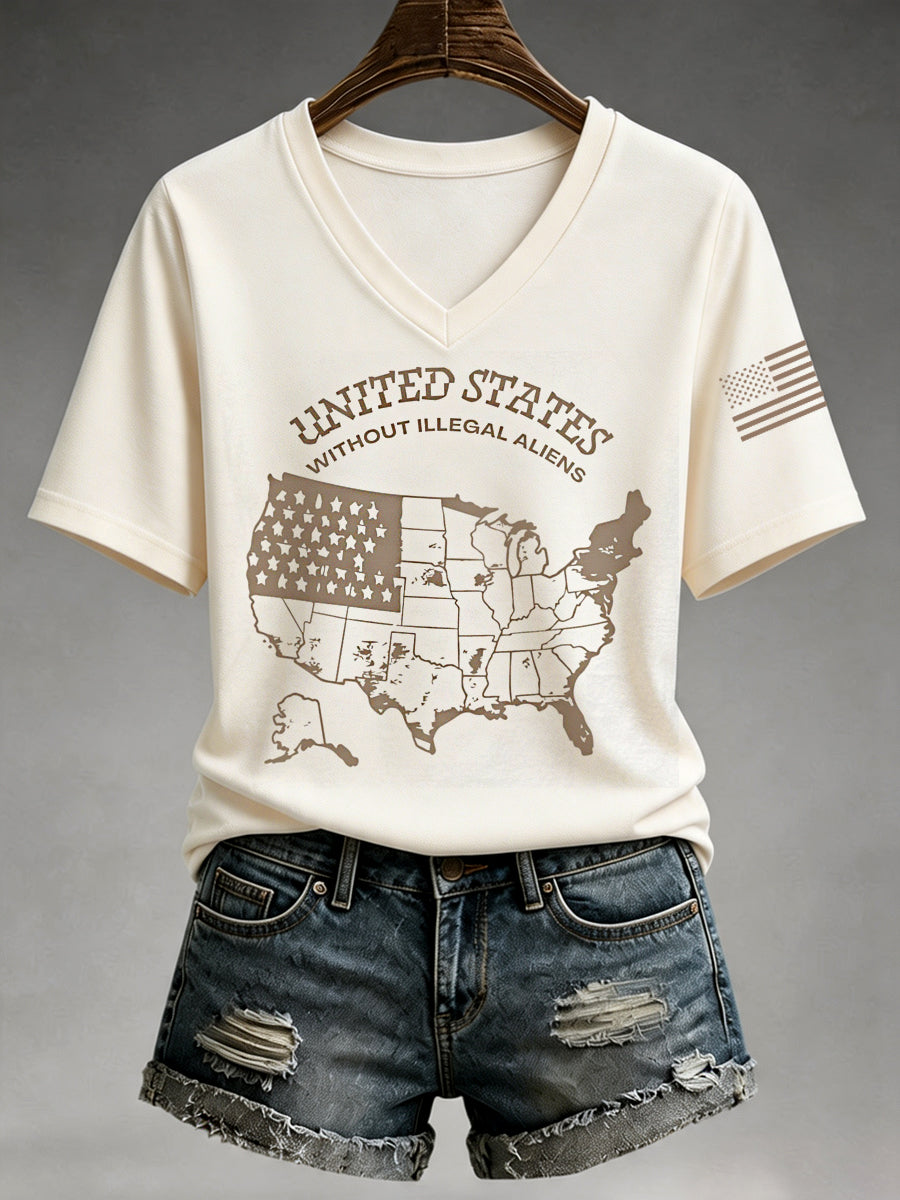 Women's United States Without Illegal Aliens V-Neck Tee