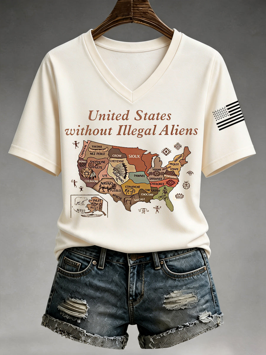 Women's United States Without Illegal Aliens V-Neck Tee