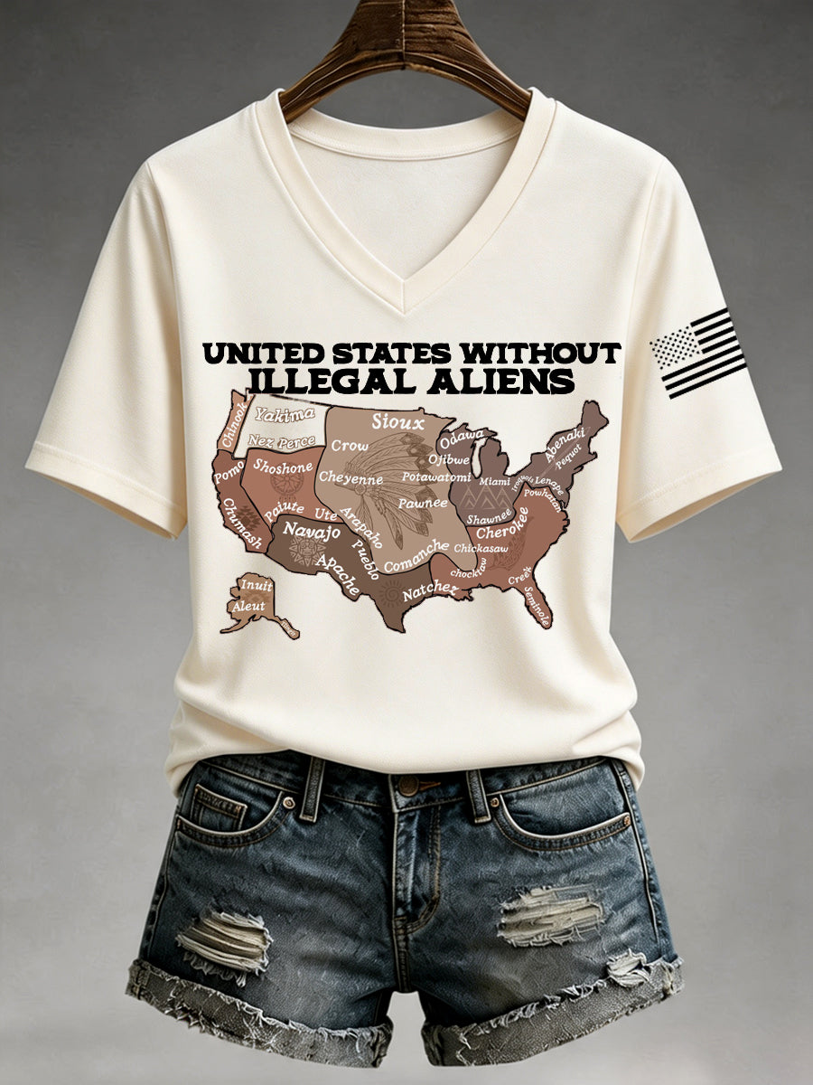 Women's United States Without Illegal Aliens V-Neck Tee