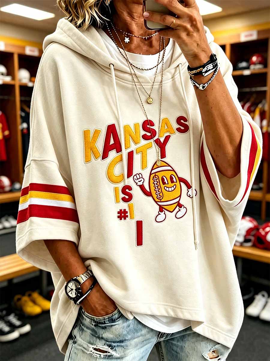 Women’s Kansas City Chiefs Printed Short-Sleeve Hoodie