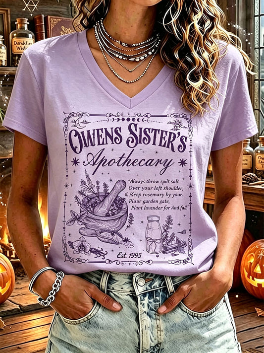 Women's Owens Sisters Apothecary Witch Print Short-sleeved T-shirt