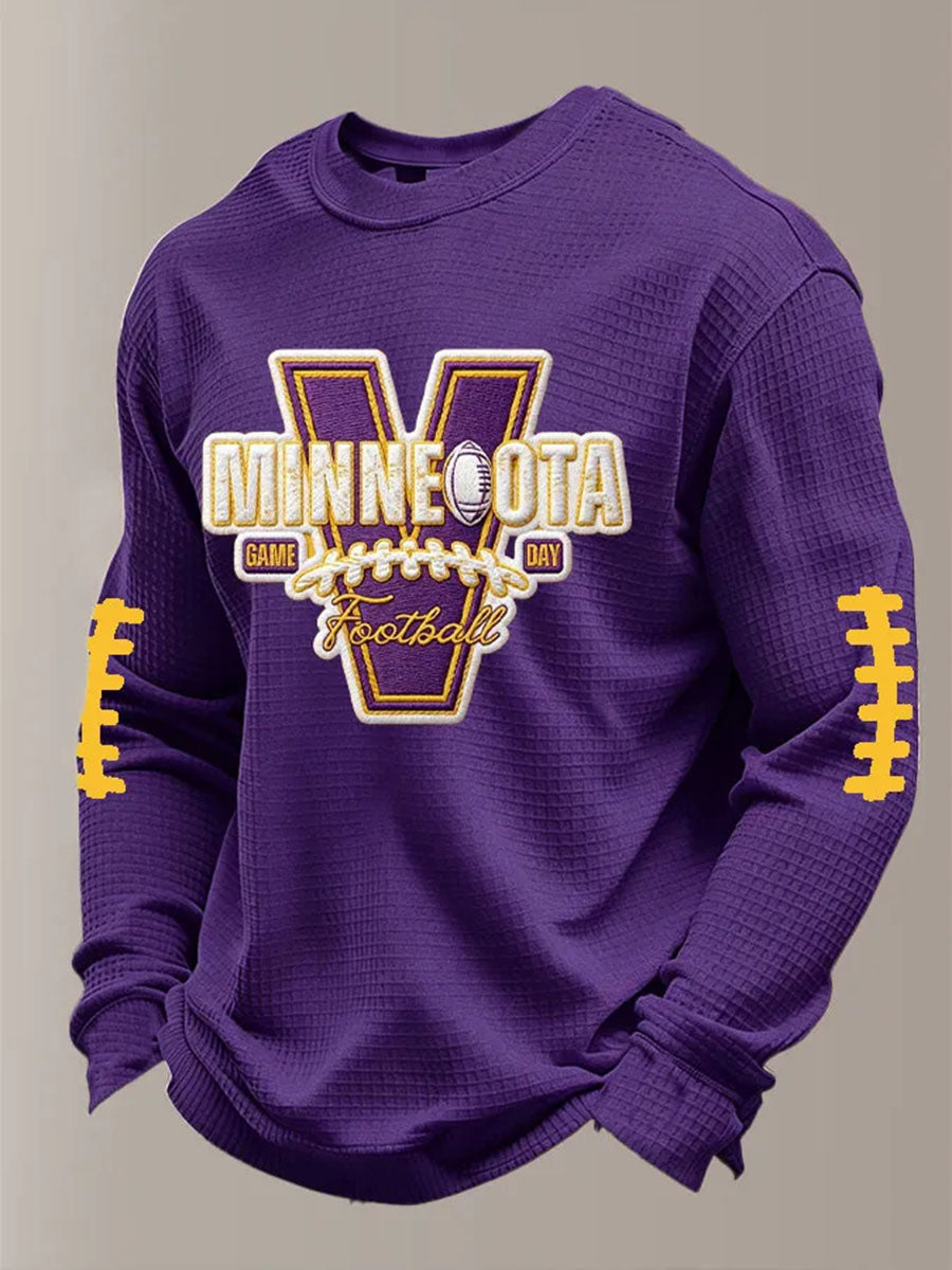 Men's Minnesota Football Print Waffle Long Sleeve T-Shirt