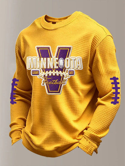 Men's Minnesota Football Print Waffle Long Sleeve T-Shirt