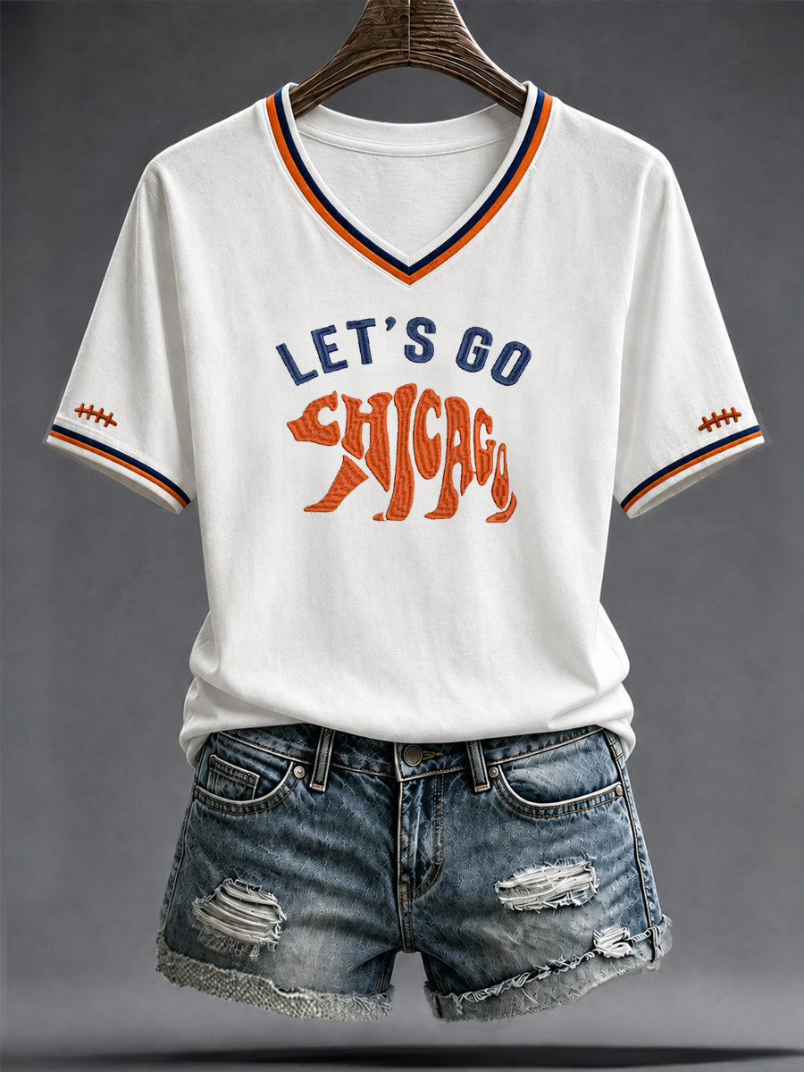 Women's Football Gameday Gift For Football Fans Casual V-Neck Tee