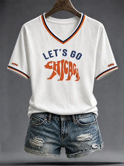Women's Football Gameday Gift For Football Fans Casual V-Neck Tee