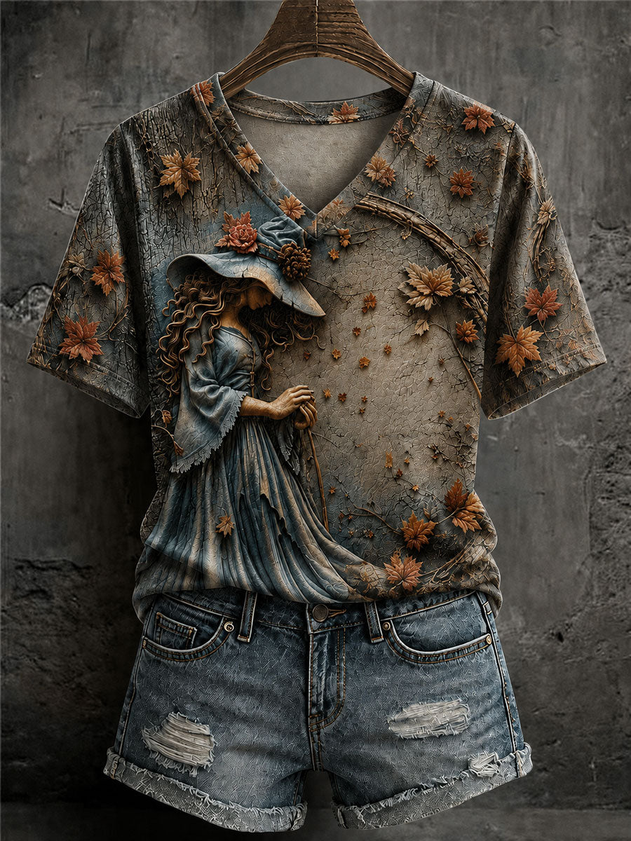 Women's Halloween Witch Print Casual T-Shirt