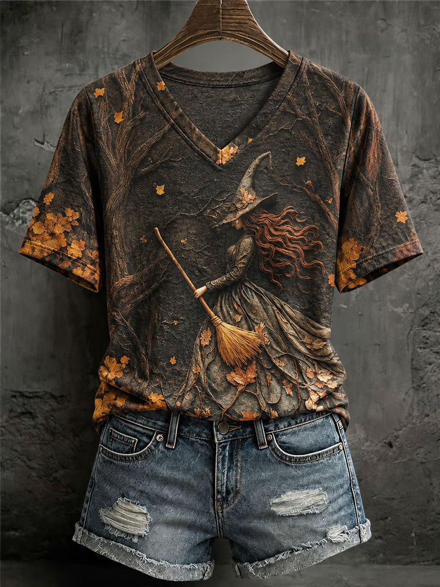 Women's Halloween Witch Print Casual T-Shirt