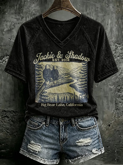 Women's Forever Big Bear Eagle Jackie V-neck T-shirt