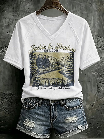 Women's Forever Big Bear Eagle Jackie V-neck T-shirt