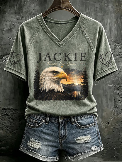 Women's Forever Big Bear Eagle Jackie V-neck T-shirt