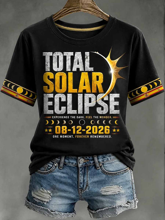 Women's Total Solar Eclipse Pattern Print T-Shirt