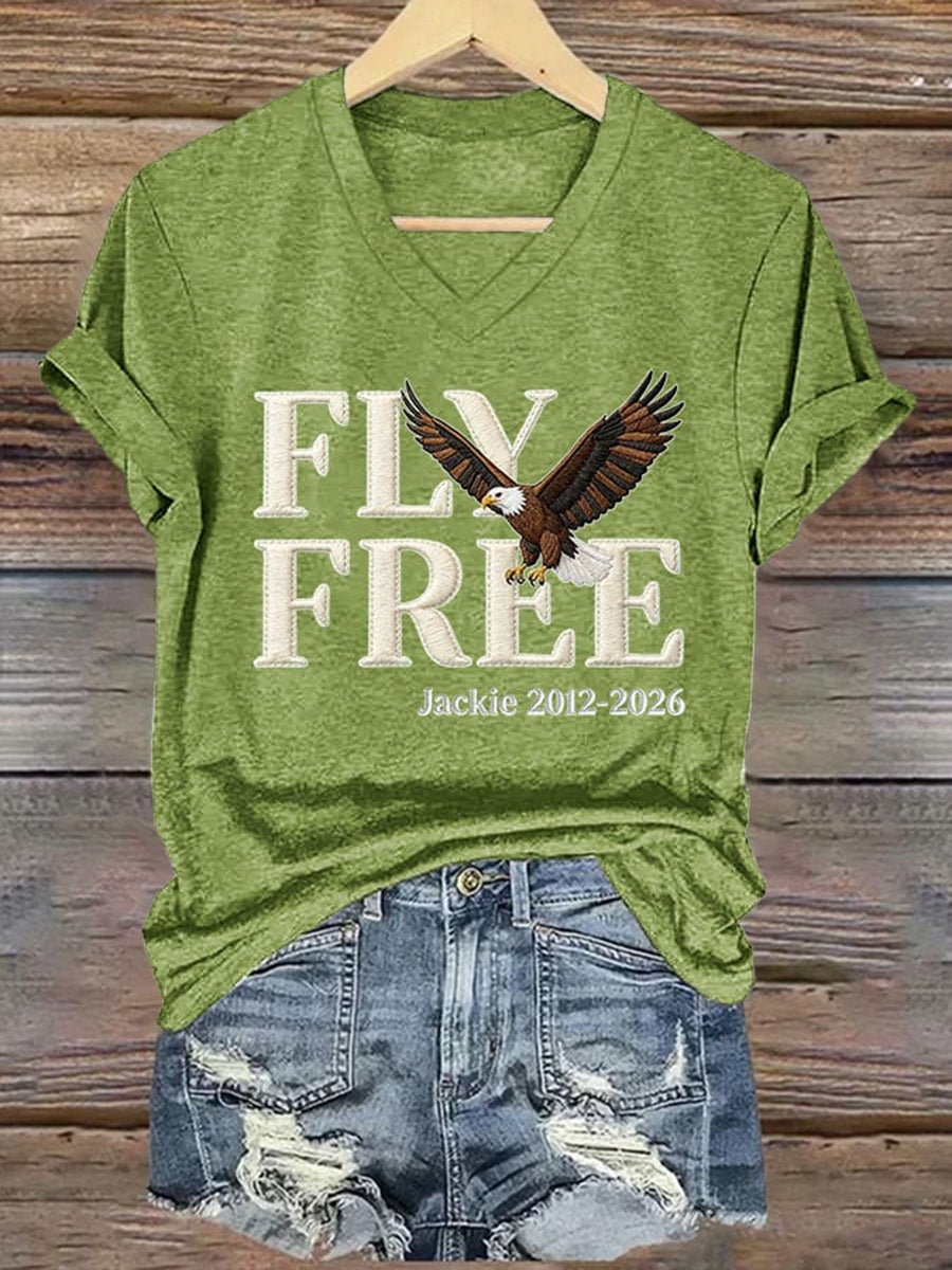Women's Forever Big Bear Eagle Jackie V-neck T-shirt