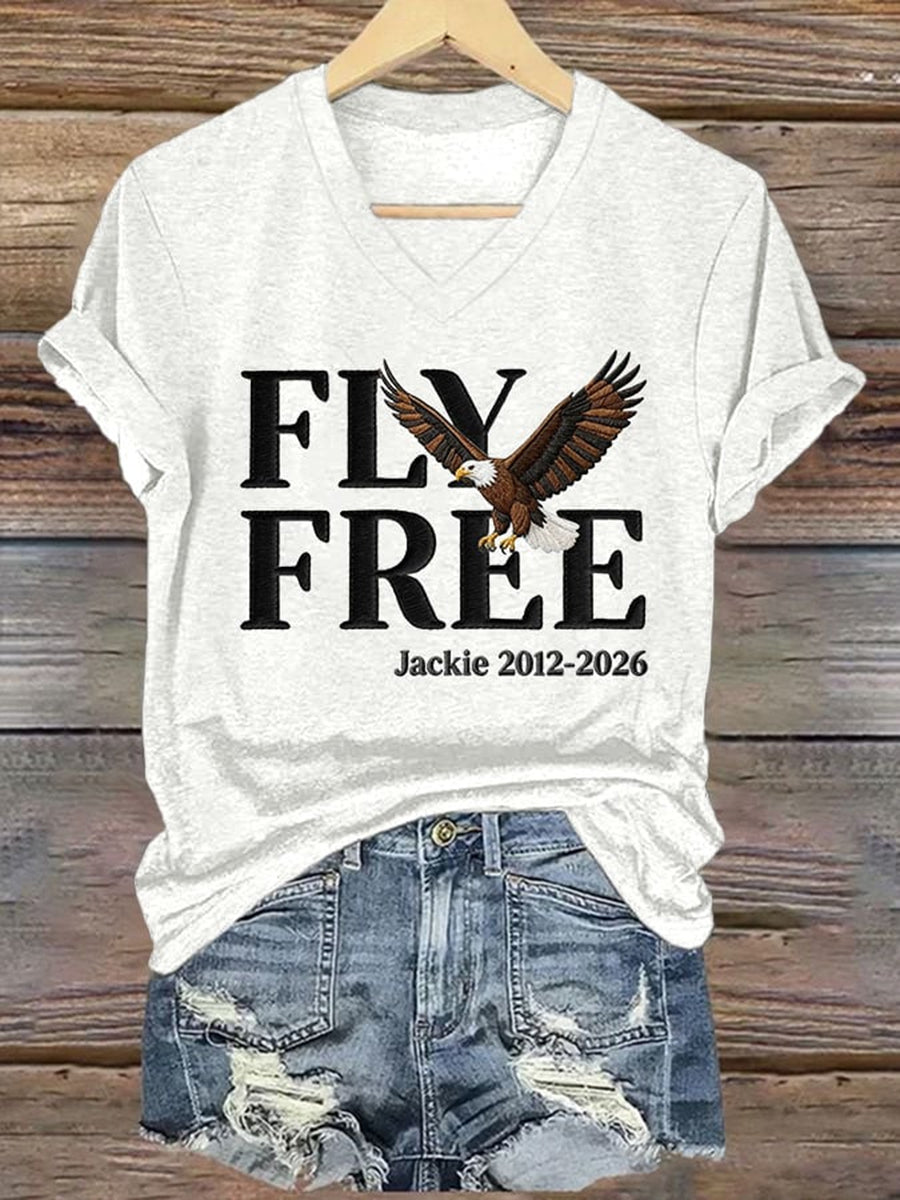 Women's Forever Big Bear Eagle Jackie V-neck T-shirt