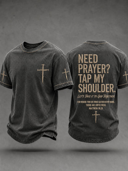 Men's Christian Need Prayer Tap My Shoulder Short Sleeve T-shirt
