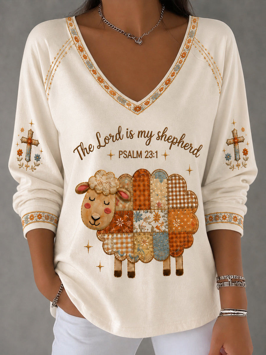 Women's Christian The Lord Is My Shepherd Casual Long Sleeve Shirt
