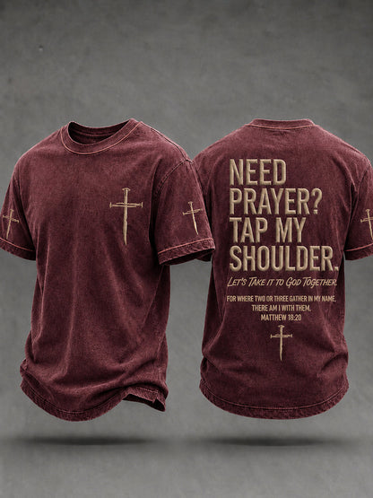 Men's Christian Need Prayer Tap My Shoulder Short Sleeve T-shirt
