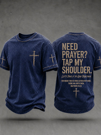 Men's Christian Need Prayer Tap My Shoulder Short Sleeve T-shirt