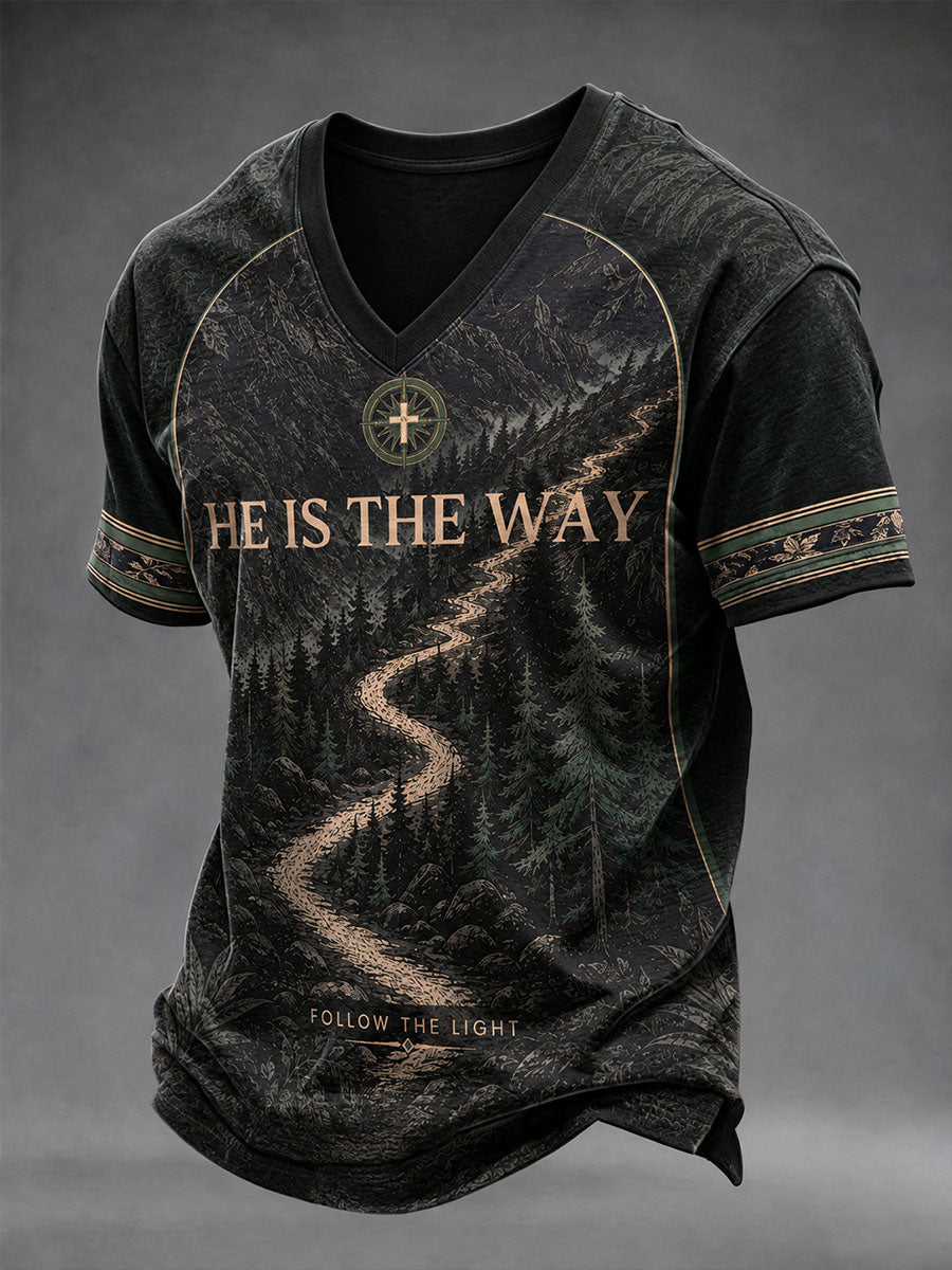 Men's 'He Is The Way' Printed Casual T-Shirt