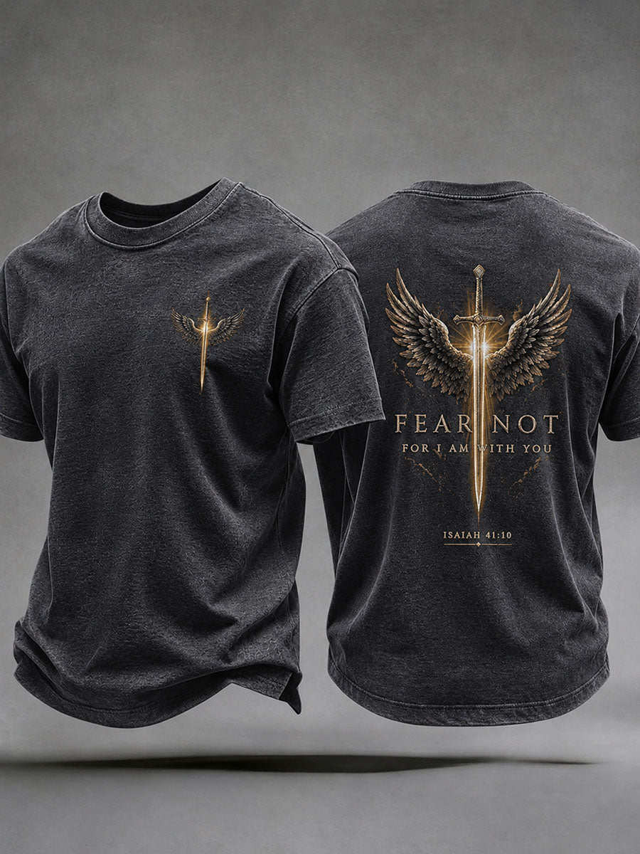 Men's 'Fear Not For I Am With You' Printed Casual T-Shirt