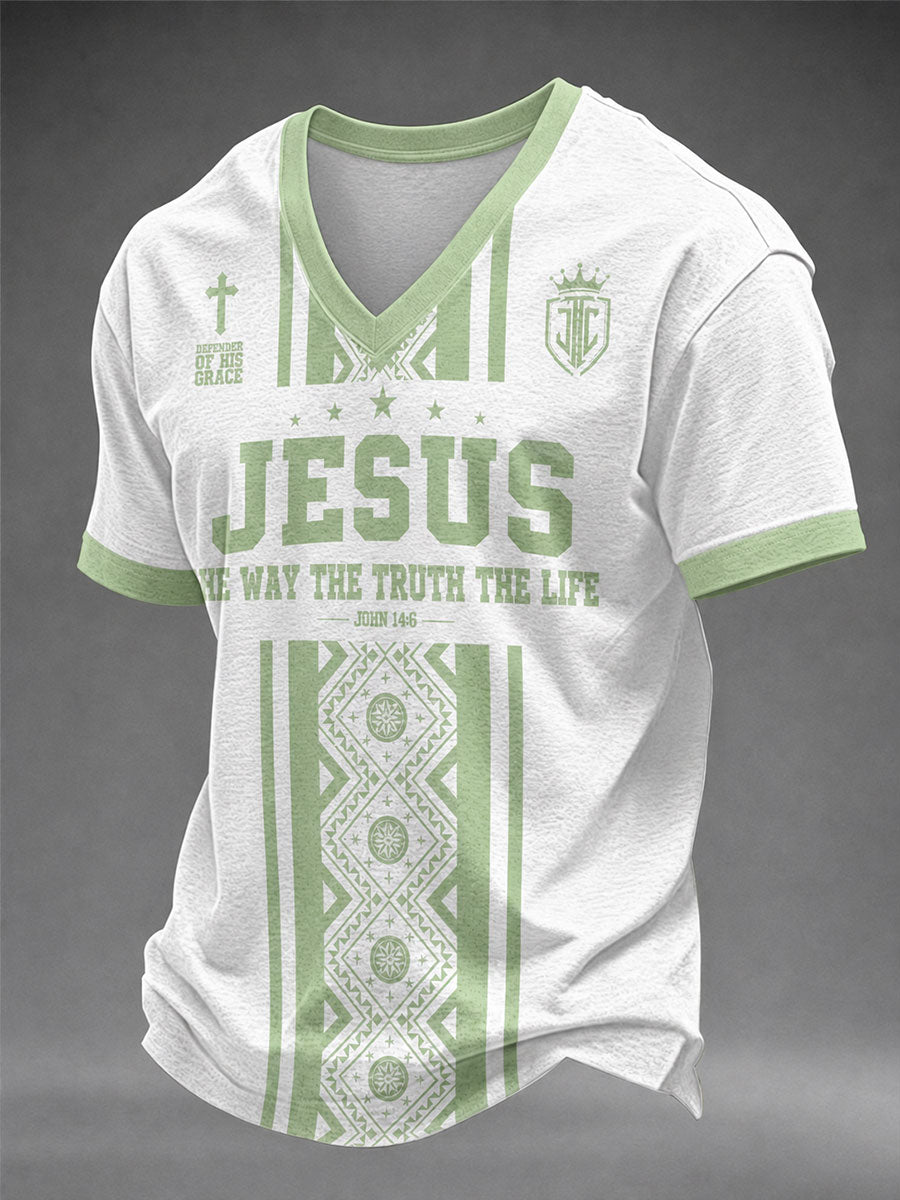 Men's 'Jesus The Way The Truth And The Life' Printed Casual T-shirt