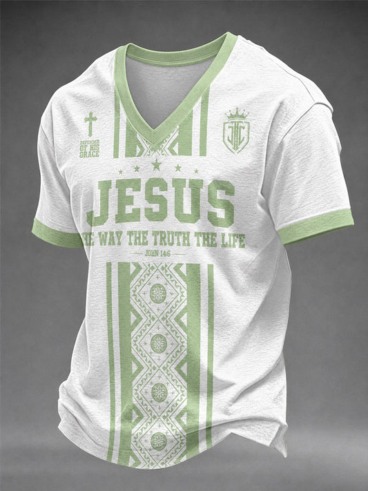 Men's 'Jesus The Way The Truth And The Life' Printed Casual T-shirt