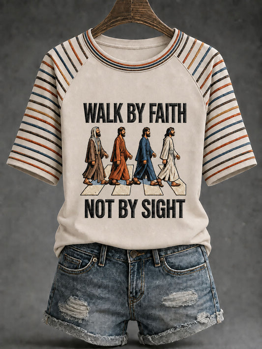 Women's 'Walk By Faith Not By Sight' Printed Casual T-Shirt