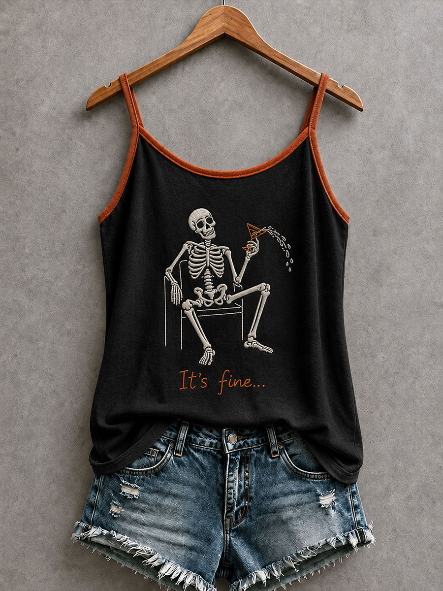 Women's It‘s Fine Fun Skeleton Printed Casual Vest
