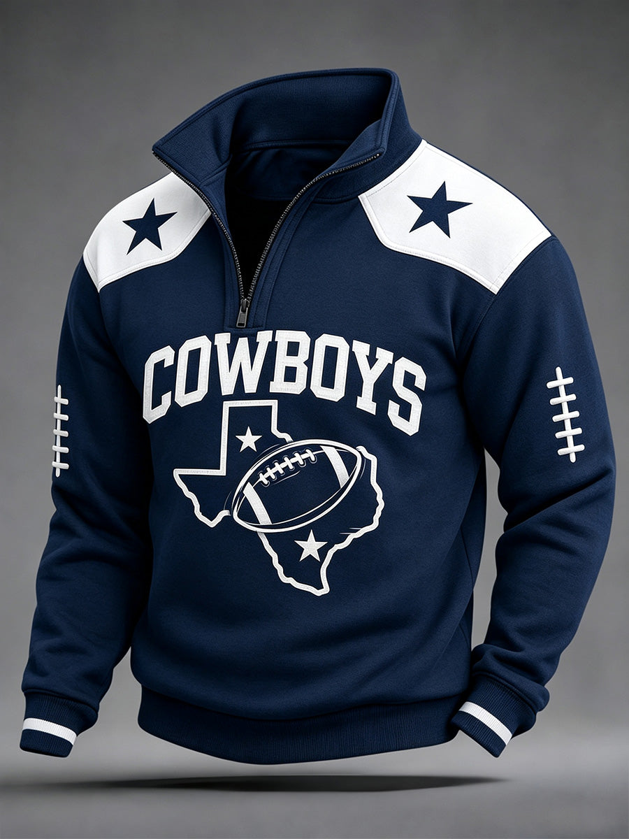 Men's Football Gameday Gift For Football Fans Casual Zip-Up Hoodie